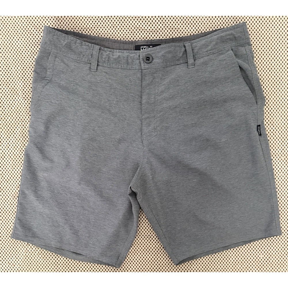 Mens ONeill Hybrid Stretch 9 Inch Chino Shorts Size 36 Grey Surf Skate Swim
